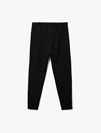 Fermuarlı Cepli Beli Bağcıklı Viskon Karışımlı Spor Jogger Eşofman Altı