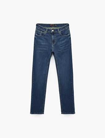 Cepli Straight Fit Düz Paça Jean Pantolon - Mark Straight Jeans