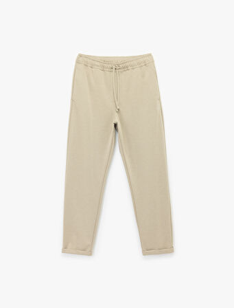 Straight Fit Pike Kumaş Cep Detaylı Beli Bağcıklı Pantolon