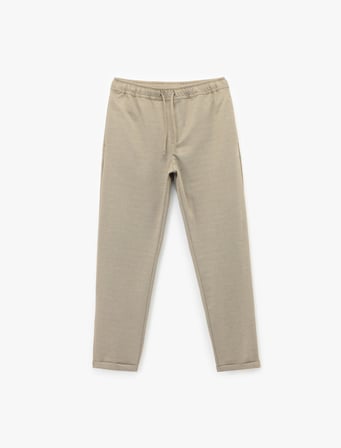 Straight Fit Pike Kumaş Cep Detaylı Beli Bağcıklı Pantolon