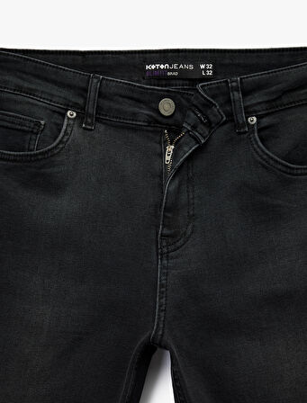 Slim Fit Düğmeli Cepli Jean Pantolon - Slim Fit Brad Jeans