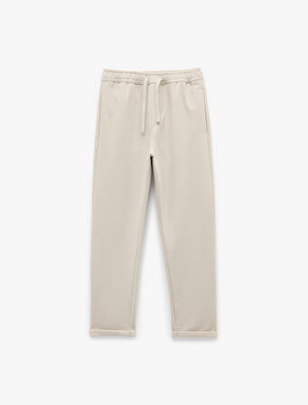 Cep Detaylı Katlamalı Paça Beli Bağcıklı Pantolon