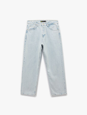 Pamuklu Cep Detaylı Bol Baggy Jean Pantolon