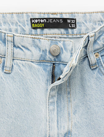 Pamuklu Cep Detaylı Bol Baggy Jean Pantolon