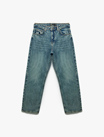 Pamuklu Cep Detaylı Bol Baggy Jean Pantolon