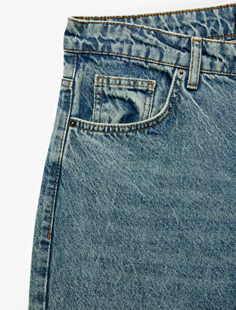 Pamuklu Cep Detaylı Bol Baggy Jean Pantolon
