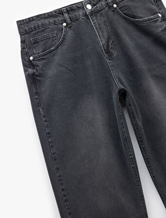 Pamuklu Cep Detaylı Bol Baggy Jean Pantolon