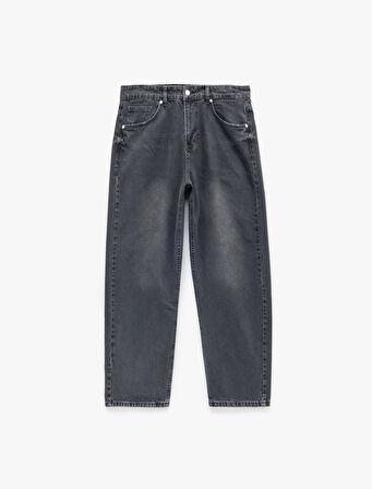 Pamuklu Cep Detaylı Bol Baggy Jean Pantolon