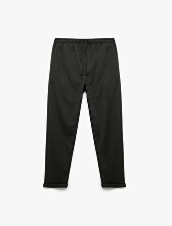 Beli Bağcıklı Katlamalı Paça Rahat Kesim Cep Detaylı Slim Fit Pantolon
