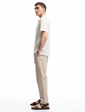 Pamuklu Cep Detaylı Beli Bağcıklı Kanvas Pantolon