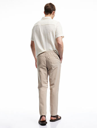 Pamuklu Cep Detaylı Beli Bağcıklı Kanvas Pantolon