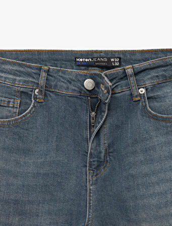 Pamuklu Normal Bel Cep Detaylı Skinny Fit Jean Pantolon - Michael Jean
