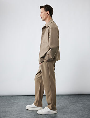 Pileli Oversize Cep Detaylı Kumaş Pantolon