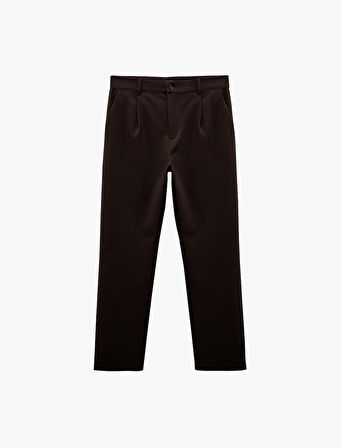 Pileli Oversize Cep Detaylı Kumaş Pantolon