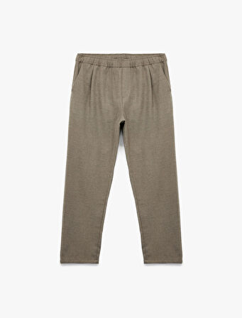 Cep Detaylı Viskon Karışımlı Beli Lastikli Pantolon