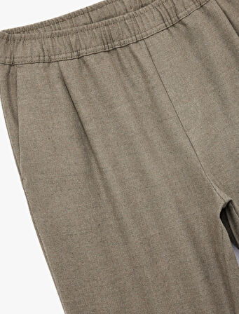 Cep Detaylı Viskon Karışımlı Beli Lastikli Pantolon