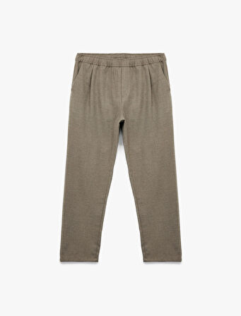 Cep Detaylı Viskon Karışımlı Beli Lastikli Kışlık Pantolon