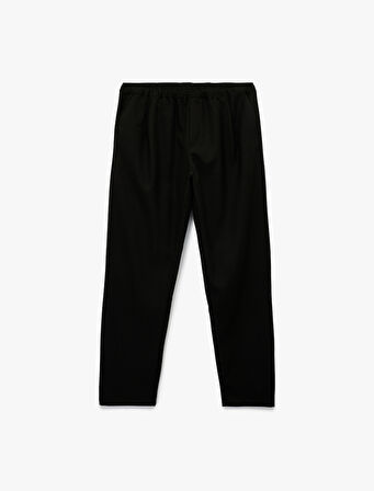 Cep Detaylı Viskon Karışımlı Beli Lastikli Pantolon