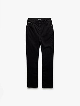 Normal Bel Düğmeli Pamuklu Cep Detaylı Gabardin Pantolon