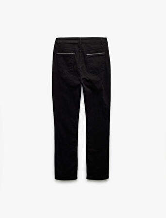 Normal Bel Düğmeli Pamuklu Cep Detaylı Gabardin Pantolon