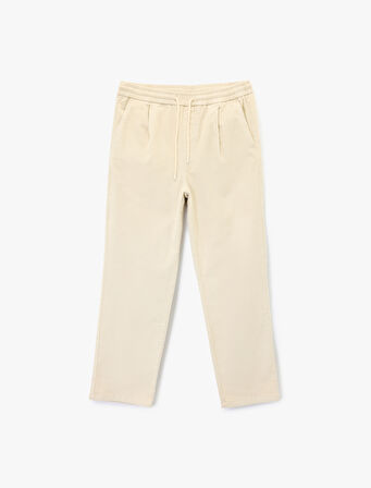 Pamuklu Cepli Bol Kalıp Beli Bağcıklı Fitilli Kadife Pantolon