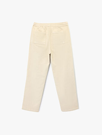 Pamuklu Cepli Bol Kalıp Beli Bağcıklı Fitilli Kadife Pantolon