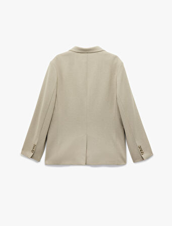 Pike Kumaş Uzun Kollu Kapaklı Cep Detaylı Düğmeli Slim Fit Mono Yaka Blazer Ceket