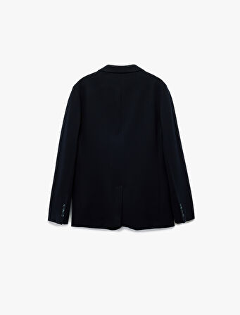 Pike Kumaş Uzun Kollu Kapaklı Cep Detaylı Düğmeli Slim Fit Mono Yaka Blazer Ceket