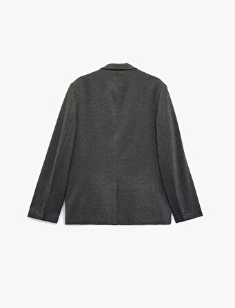 Slim Fit Kapaklı Cep Detaylı Uzun Kollu Mono Yaka Blazer Ceket