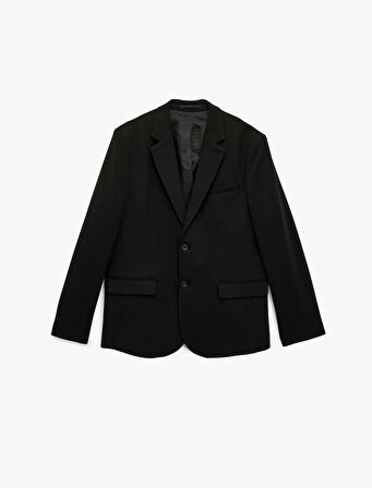 Slim Fit Kapaklı Cep Detaylı Uzun Kollu Mono Yaka Blazer Ceket