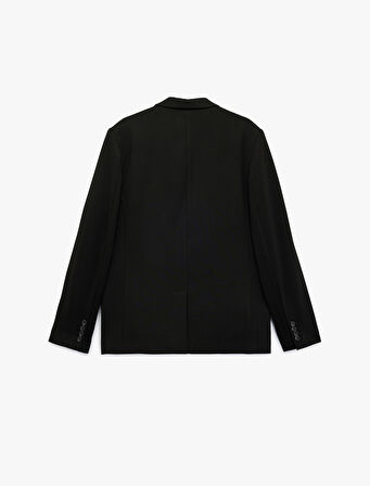 Slim Fit Kapaklı Cep Detaylı Uzun Kollu Mono Yaka Blazer Ceket