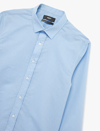 Regular Fit Pamuklu Poplin Klasik Yaka Uzun Kollu Gömlek