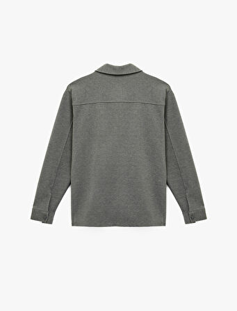 Regular Fit Kapaklı Cep Detaylı Viskon Karışımlı Klasik Yaka Uzun Kollu Gömlek Ceket