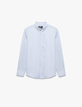 Regular Fit Pamuklu Oxford Uzun Kollu Düğmeli Yaka Gömlek