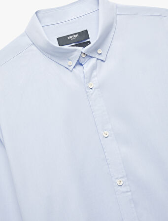 Regular Fit Pamuklu Oxford Uzun Kollu Düğmeli Yaka Gömlek