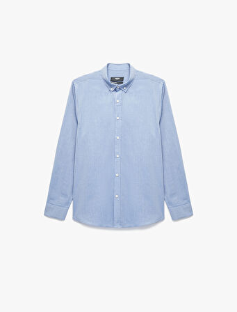 Regular Fit Pamuklu Oxford Uzun Kollu Düğmeli Yaka Gömlek