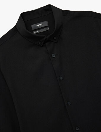 Slim Fit Uzun Kollu Düğmeli Klasik Yaka Gömlek