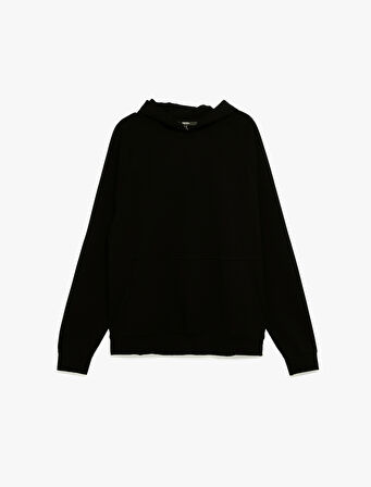 Kanguru Cepli Lastik Detaylı Uzun Kollu Kapüşonlu Sweatshirt