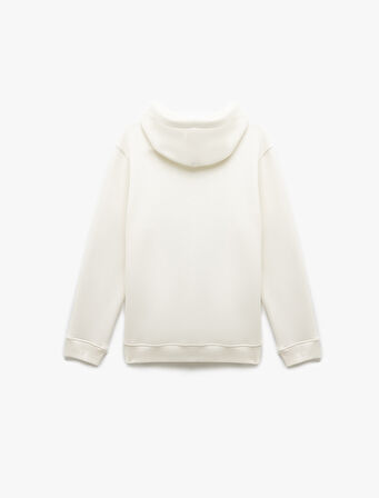Şardonlu Uzun Kollu Basic Kapşonlu Sweatshirt