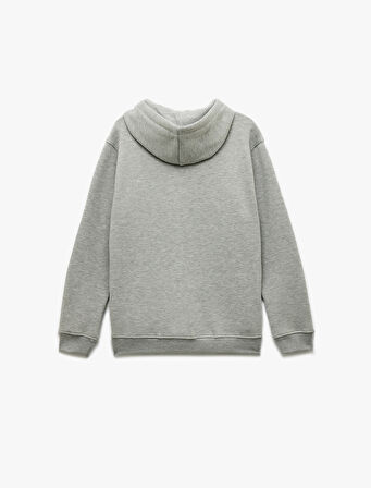 Şardonlu Uzun Kollu Basic Kapşonlu Sweatshirt