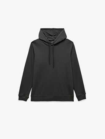 Şardonlu Uzun Kollu Basic Kapşonlu Sweatshirt