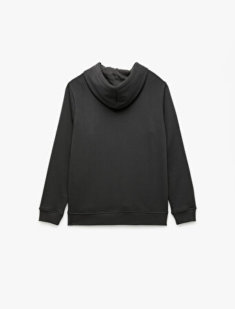 Şardonlu Uzun Kollu Basic Kapşonlu Sweatshirt