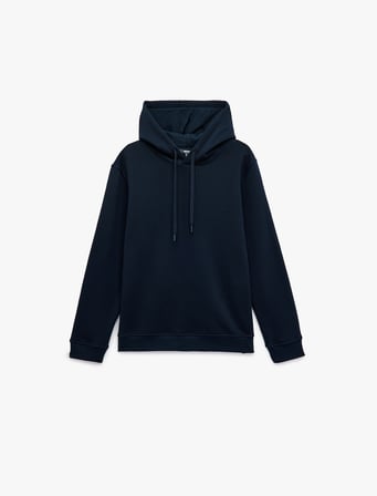 Şardonlu Uzun Kollu Basic Kapşonlu Sweatshirt