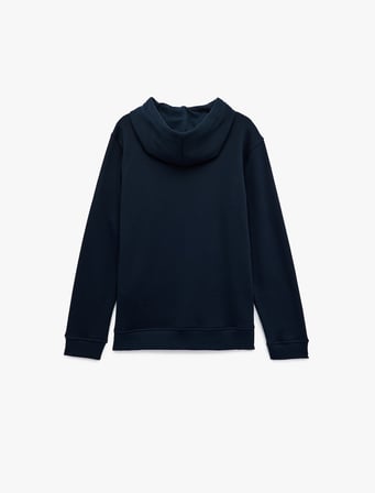 Şardonlu Uzun Kollu Basic Kapşonlu Sweatshirt