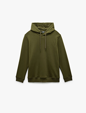 Şardonlu Uzun Kollu Basic Kapşonlu Sweatshirt