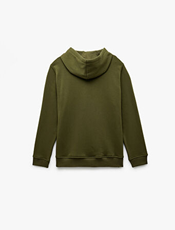 Şardonlu Uzun Kollu Basic Kapşonlu Sweatshirt