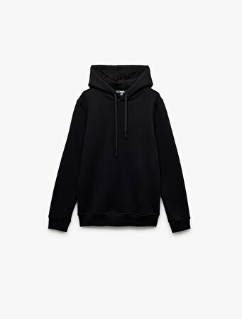 Şardonlu Uzun Kollu Basic Kapşonlu Sweatshirt