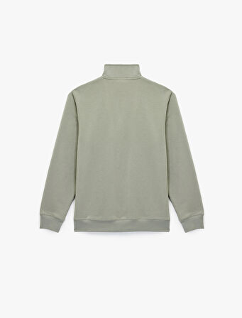 Uzun Kollu Şardonlu Basic Yarım Fermuarlı Sweatshirt