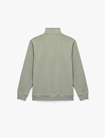 Uzun Kollu Şardonlu Basic Yarım Fermuarlı Sweatshirt