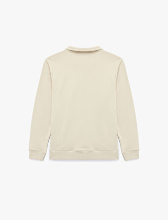 Uzun Kollu Şardonlu Basic Yarım Fermuarlı Sweatshirt
